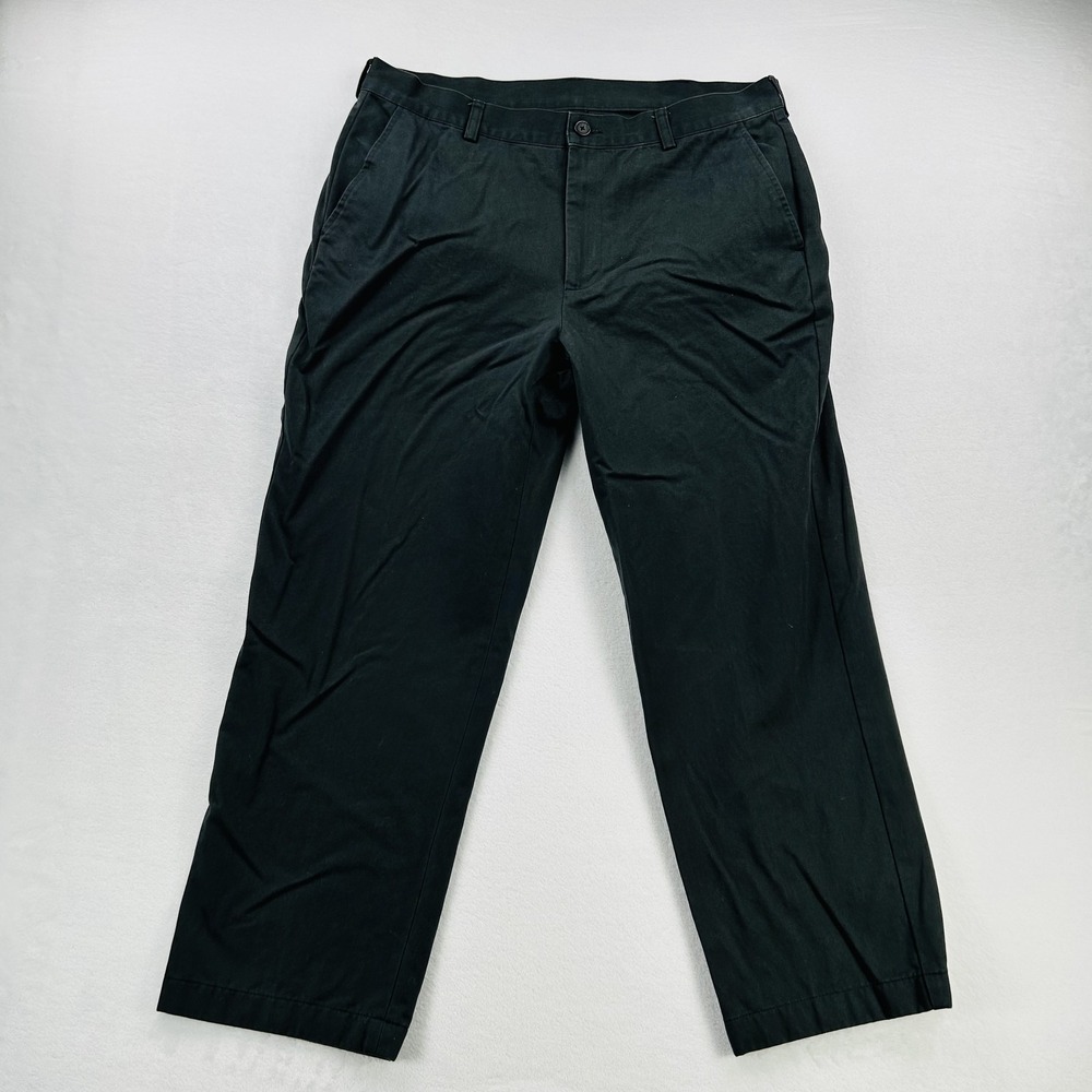 Brooks Brothers 346 Pants Mens 36x30 Black Straight Leg Casual Chinos Cotton